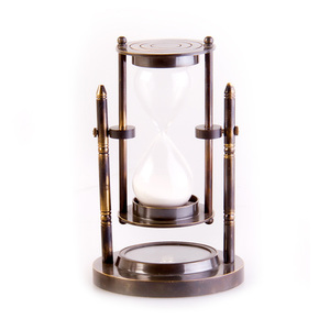 Часы песочные 3" + компас, латунь подвесные