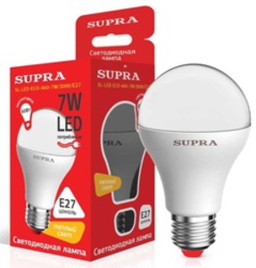 Лампа светодиодная Supra SL-LED-ECO-A60-7W/3000/E27