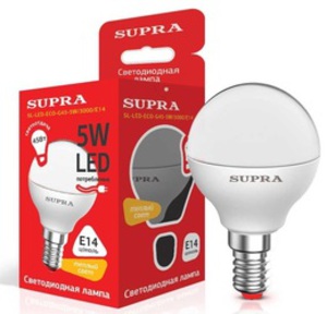 Лампа светодиодная Supra SL-LED-ECO-G45-5W/3000/E14