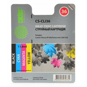 Картридж струйный Cactus CS-CLI36 многоцветный для Canon Pixma 260 (11.8мл)