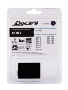 Аккумулятор DigiCare PLS-FW50 / NP-FW50 для Alpha NEX-7, NEX-6, NEX-5R, NEX-5N, NEX-C3, NEX-F3, NEX-3, NEX-5, SLT-A37